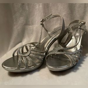Silver Slipper Diamond Rhinestone Dress Shoe
